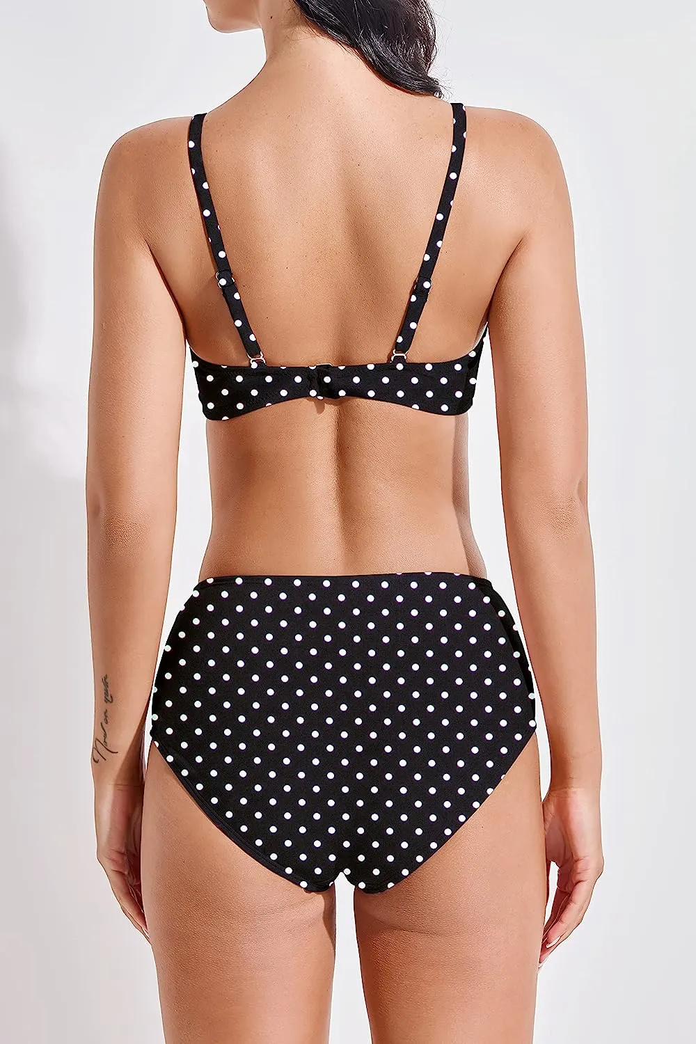 V-Neck High-Waisted Bikini Set: Two-Piece Twist Front Swimwear
