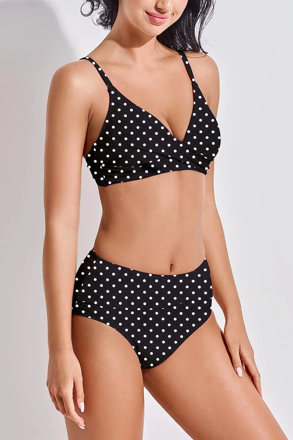 V-Neck High-Waisted Bikini Set: Two-Piece Twist Front Swimwear