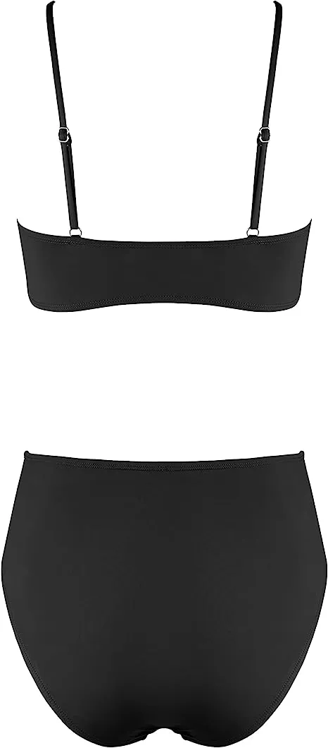 V-Neck High-Waisted Bikini Set: Two-Piece Twist Front Swimwear