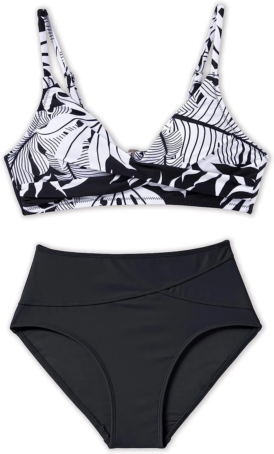 V-Neck High-Waisted Bikini Set: Two-Piece Twist Front Swimwear