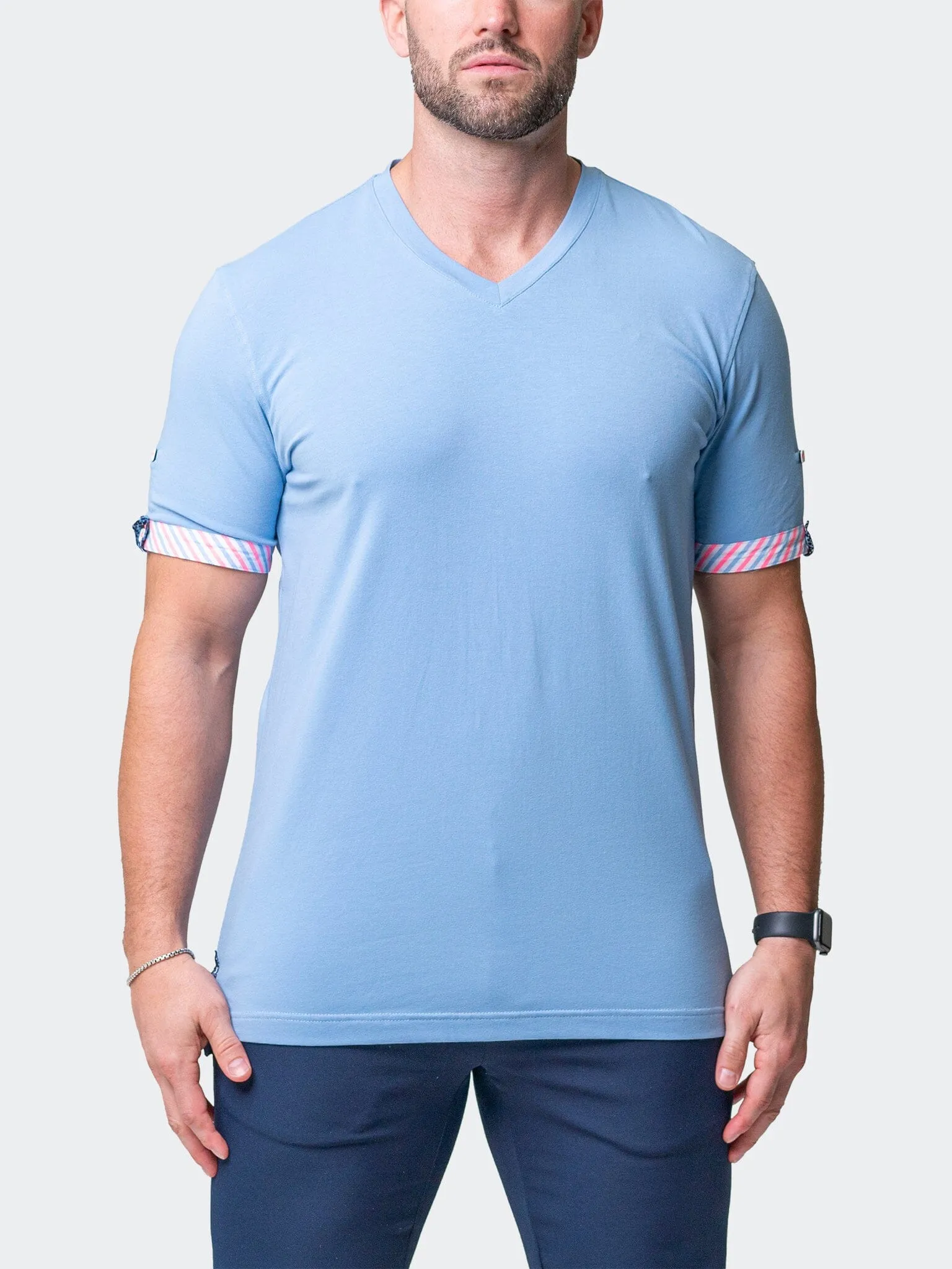V-Neck VivaldiSolidWavesLight Blue