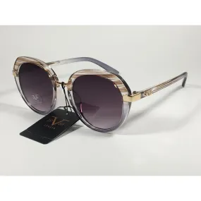 Versace 19V69 Italia Matilda Round Sunglasses Gray Brown Clear Plastic Frame Smoke Gradient Lens
