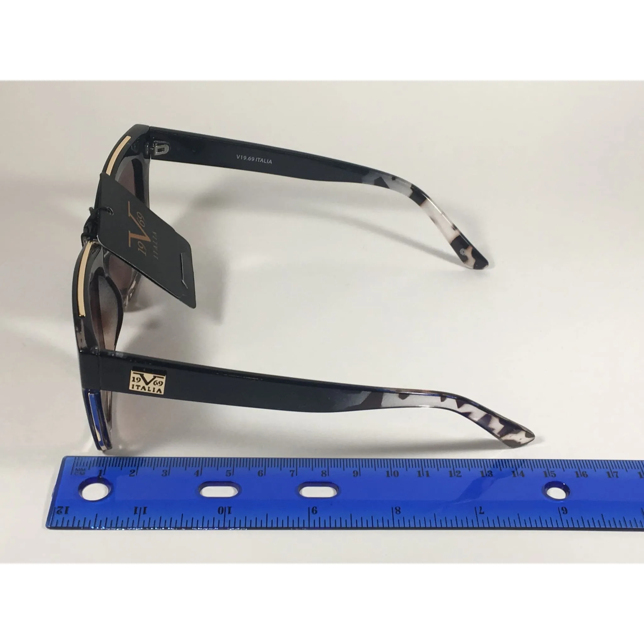 Versace 19V69 Italia Vittoria Large Square Sunglasses Black Tortoise Brown Gradient Lens