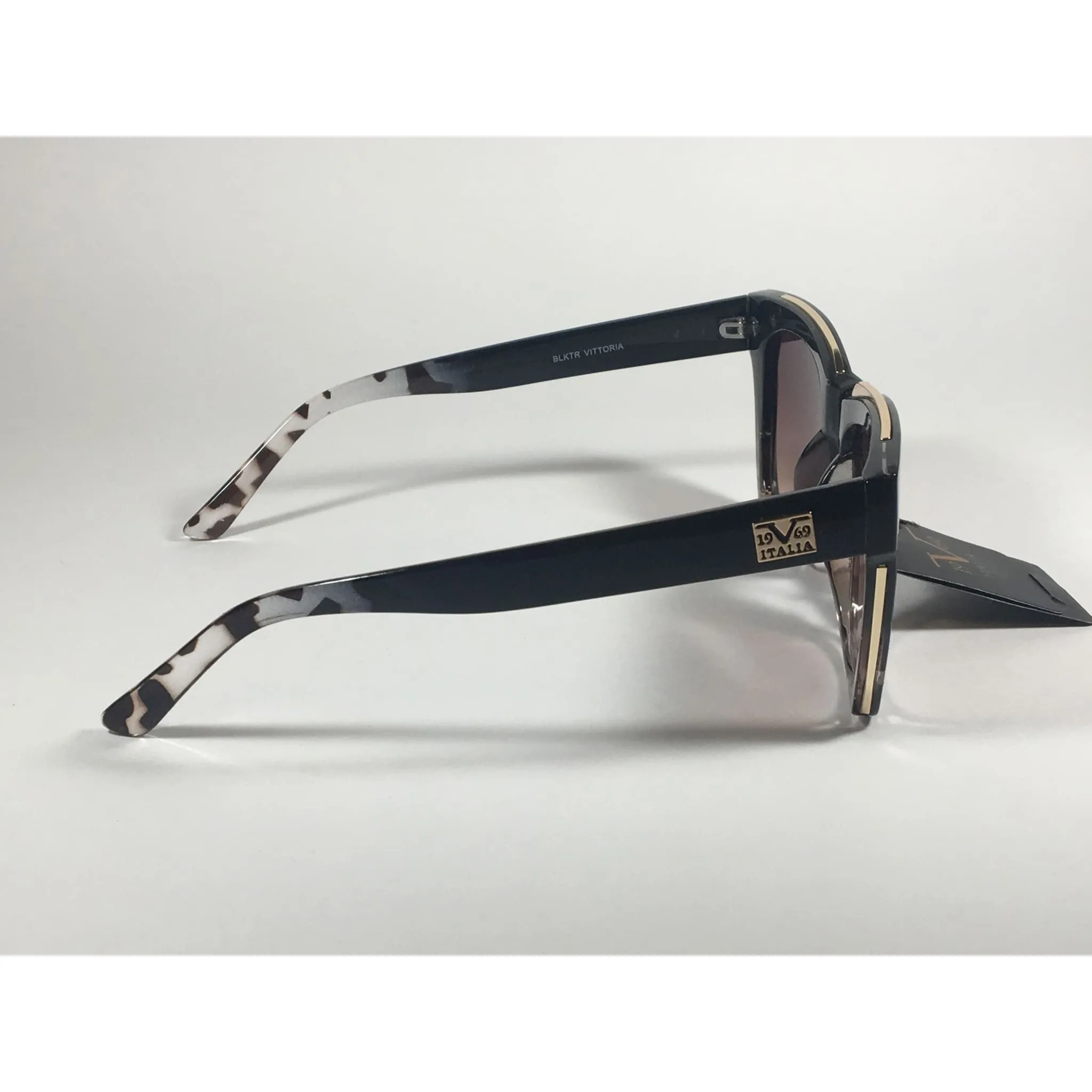 Versace 19V69 Italia Vittoria Large Square Sunglasses Black Tortoise Brown Gradient Lens