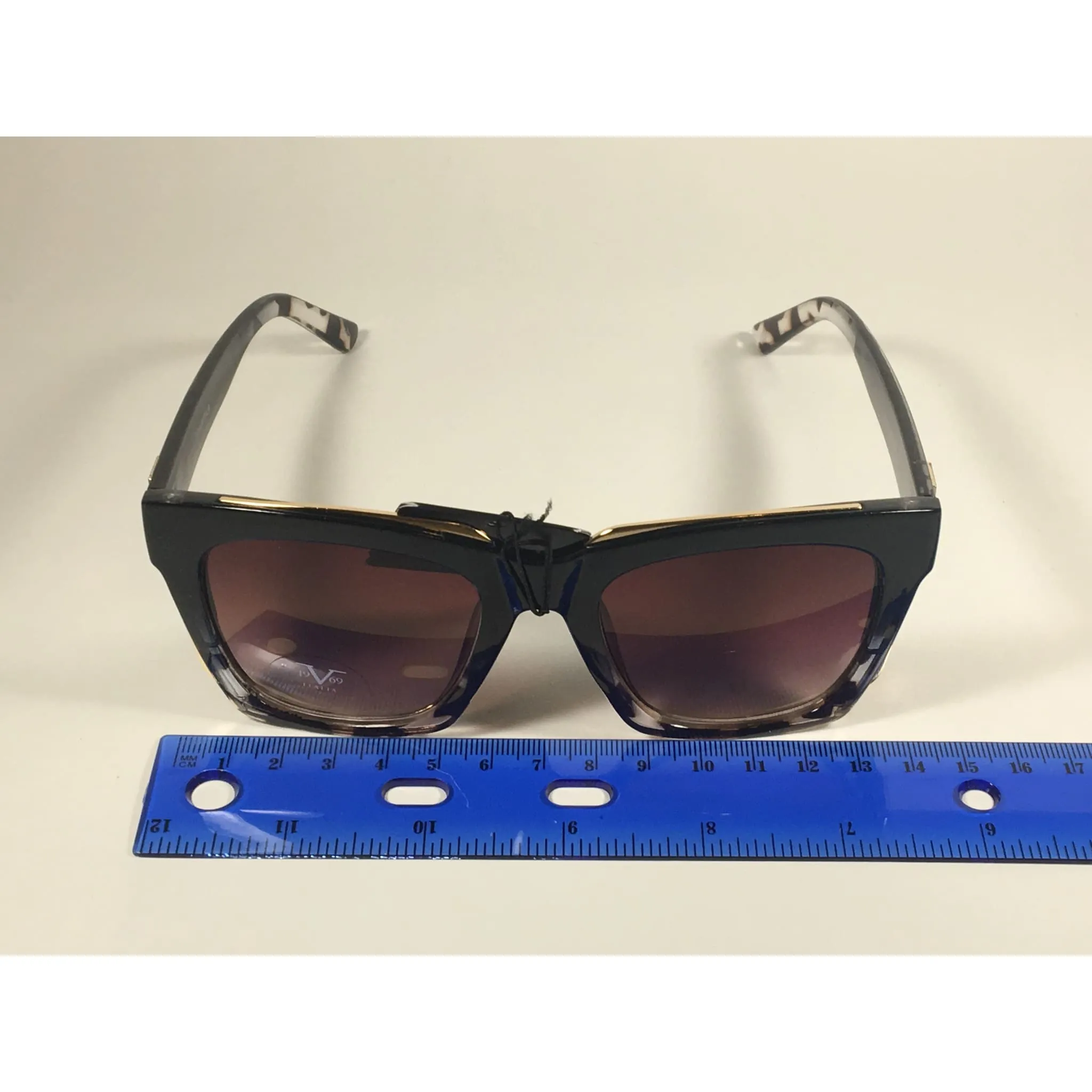 Versace 19V69 Italia Vittoria Large Square Sunglasses Black Tortoise Brown Gradient Lens