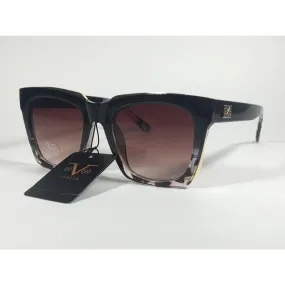 Versace 19V69 Italia Vittoria Large Square Sunglasses Black Tortoise Brown Gradient Lens