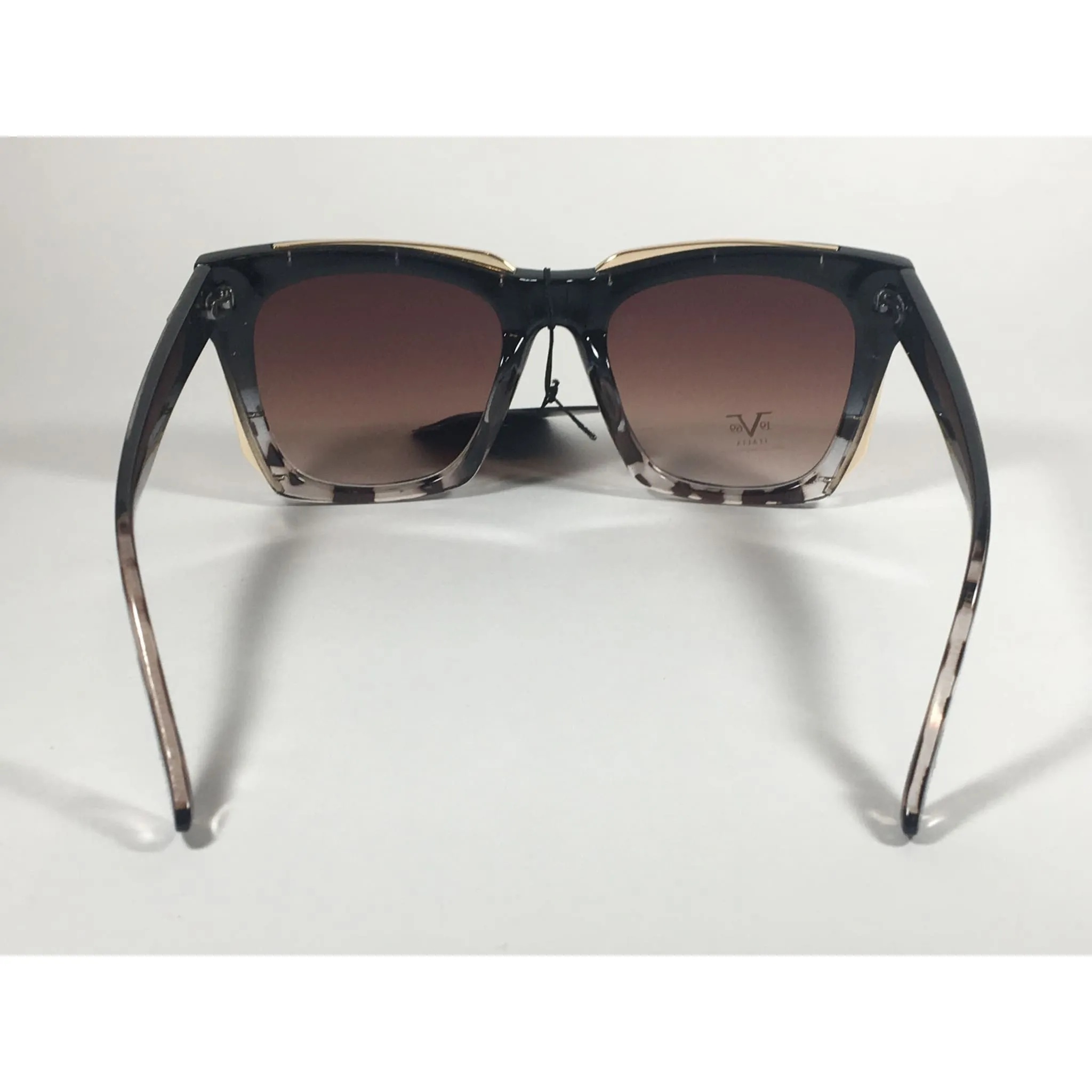 Versace 19V69 Italia Vittoria Large Square Sunglasses Black Tortoise Brown Gradient Lens