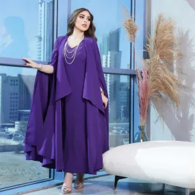 Vintage Long Purple Muslim Evening Dresses S4868155