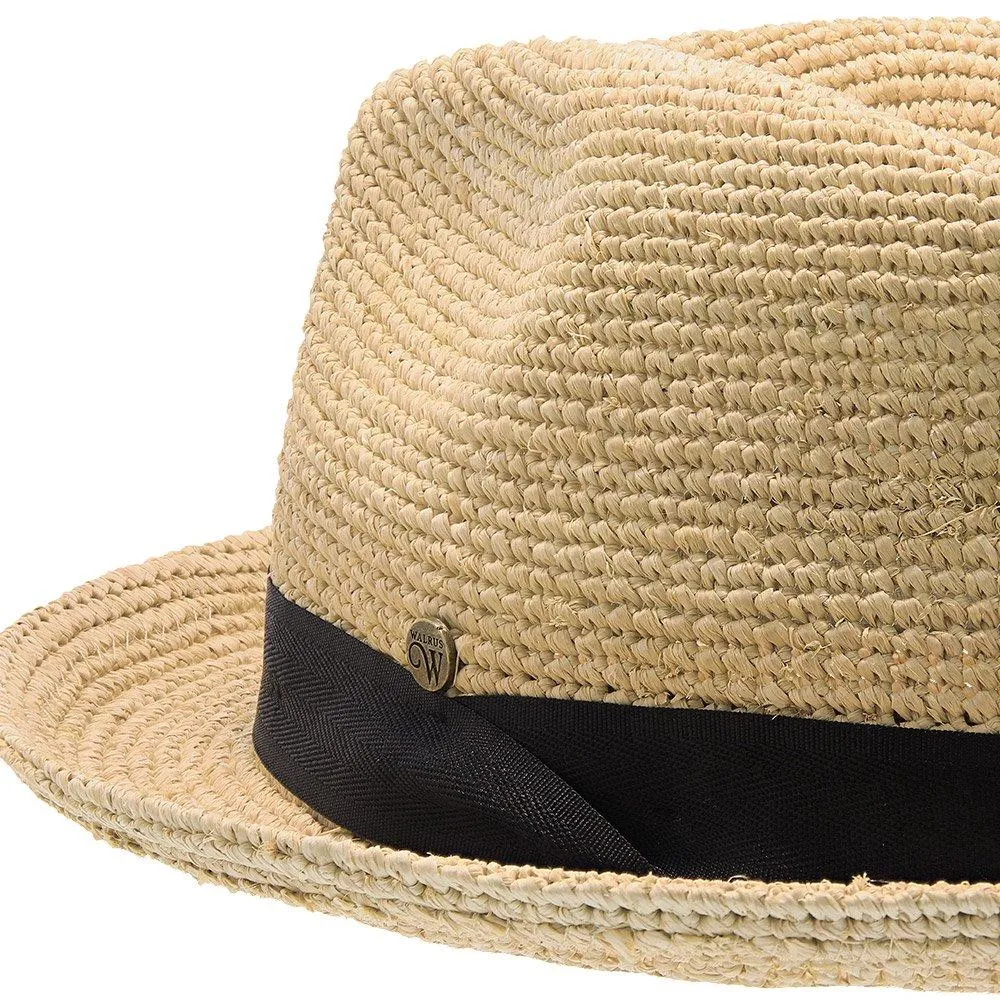 Walrus Hats Crocheted Raffia Straw Fedora Hat w/ Band
