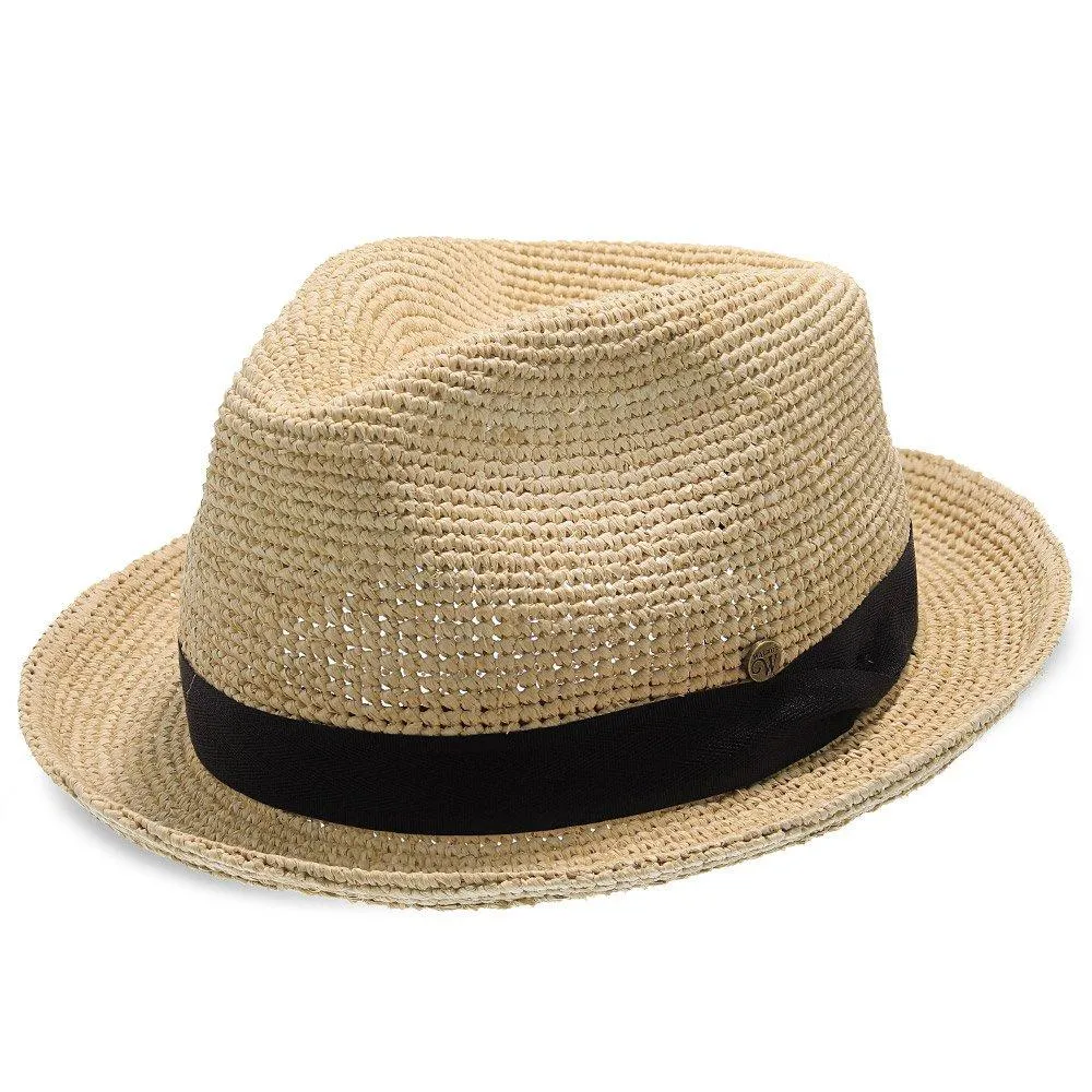 Walrus Hats Crocheted Raffia Straw Fedora Hat w/ Band