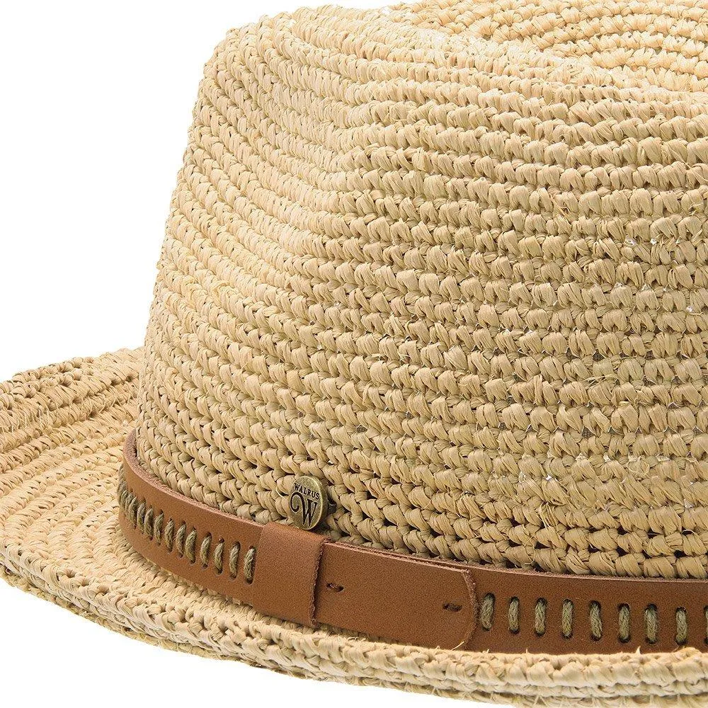 Walrus Hats Crocheted Raffia Straw Fedora Hat w/ Band