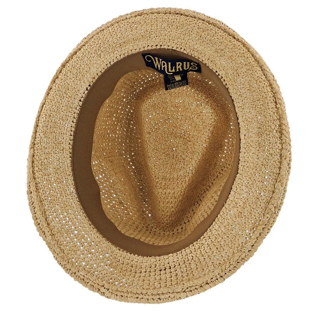 Walrus Hats Crocheted Raffia Straw Fedora Hat w/ Band