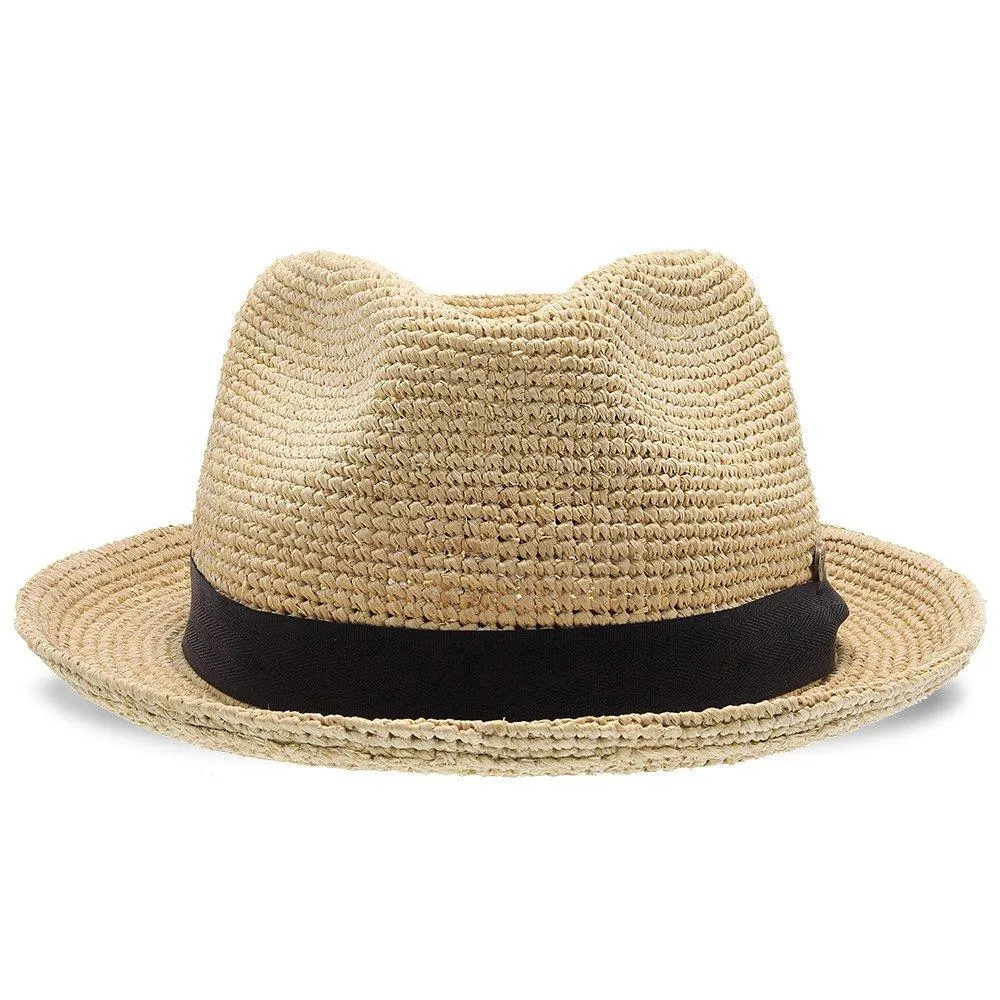 Walrus Hats Crocheted Raffia Straw Fedora Hat w/ Band
