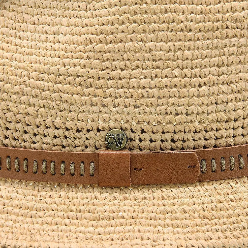 Walrus Hats Crocheted Raffia Straw Fedora Hat w/ Band