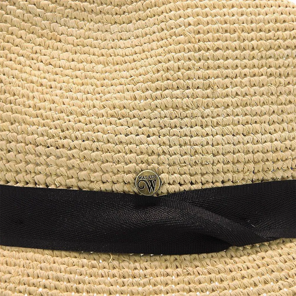 Walrus Hats Crocheted Raffia Straw Fedora Hat w/ Band