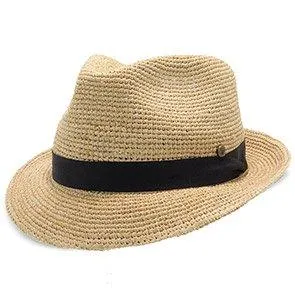 Walrus Hats Crocheted Raffia Straw Fedora Hat w/ Band