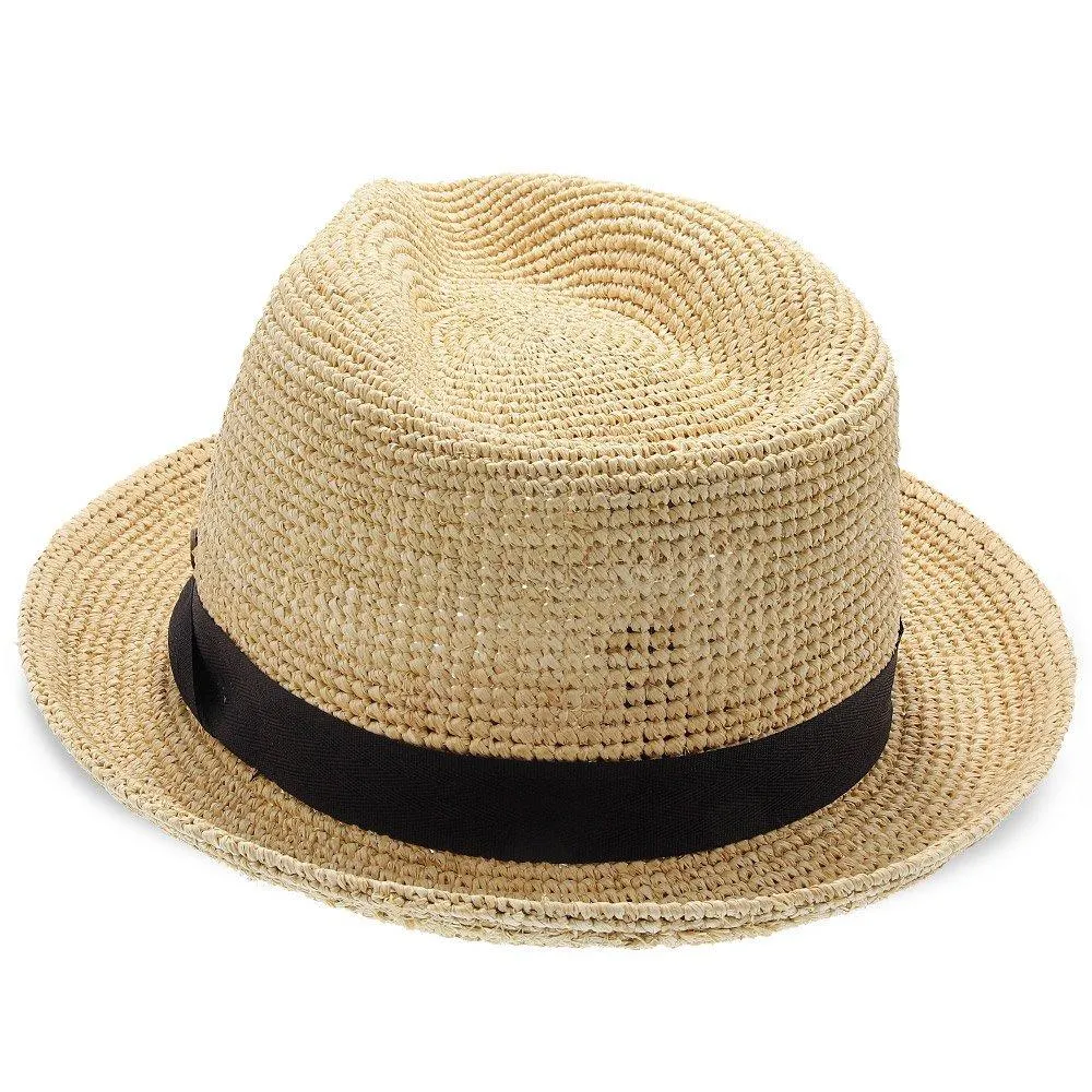 Walrus Hats Crocheted Raffia Straw Fedora Hat w/ Band