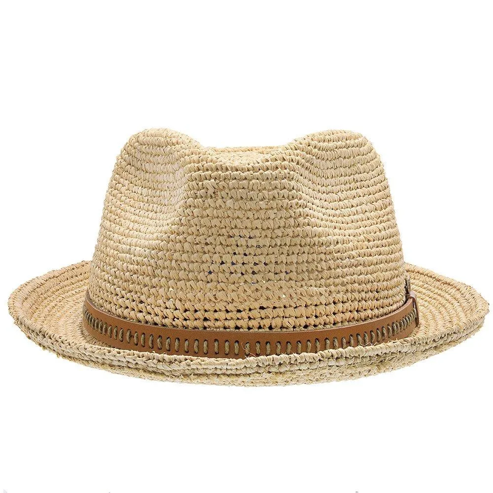 Walrus Hats Crocheted Raffia Straw Fedora Hat w/ Band