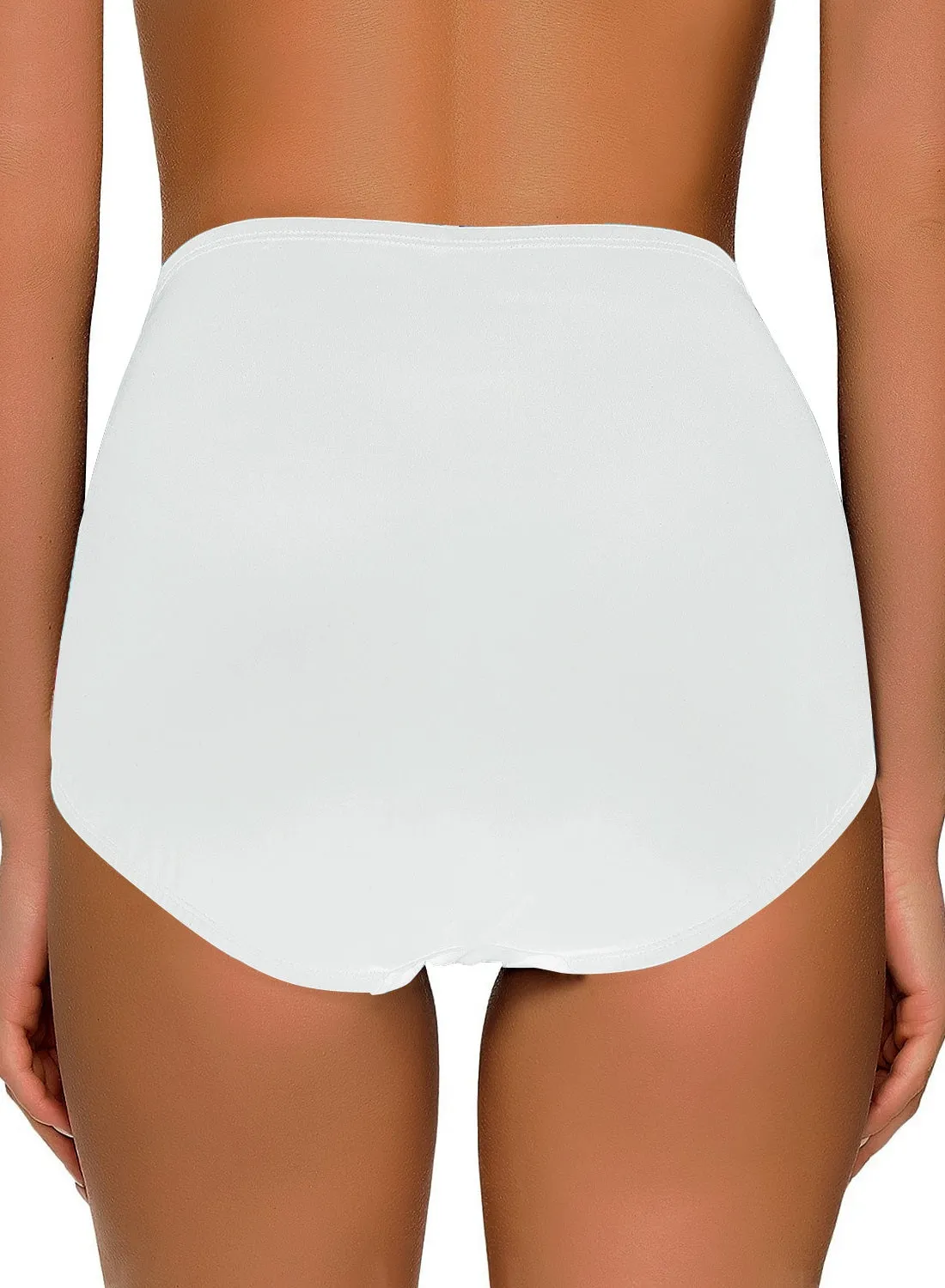 White Crisscross-Waist Cutout Ruched Bikini Bottom