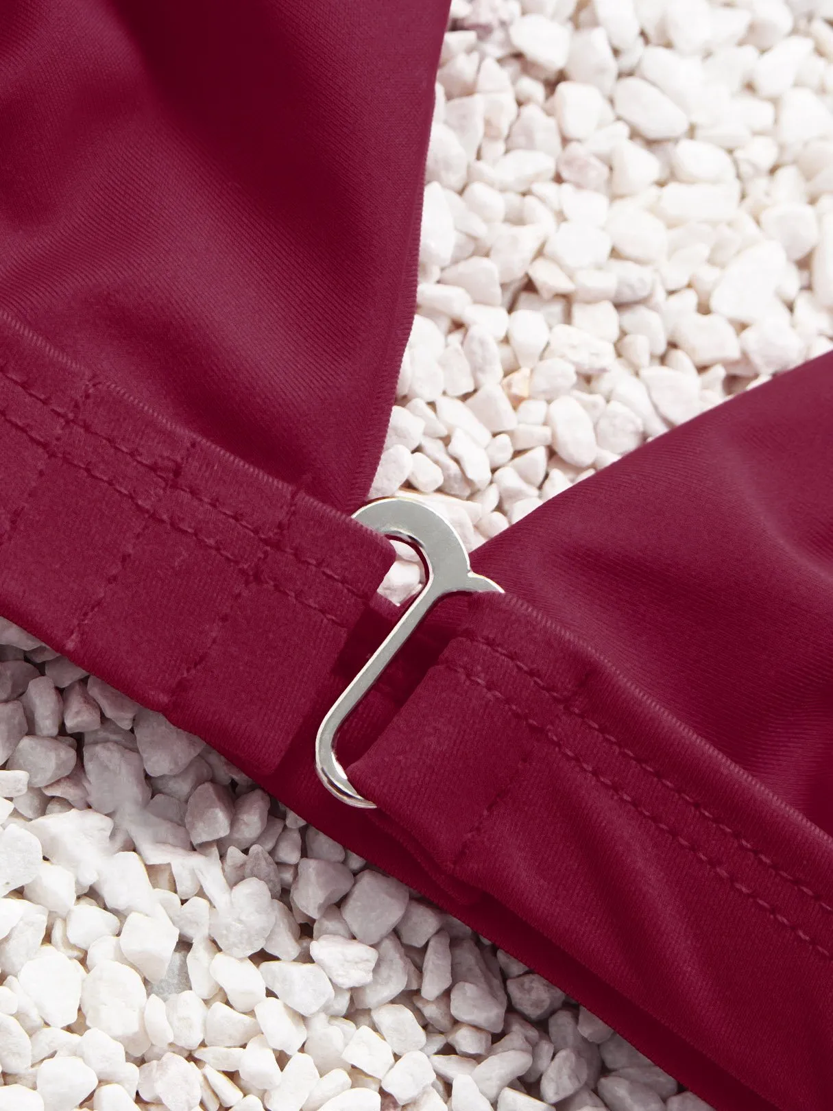Wholesale Burgundy V-Neck Sleeveless Plain Two Piece Bikini