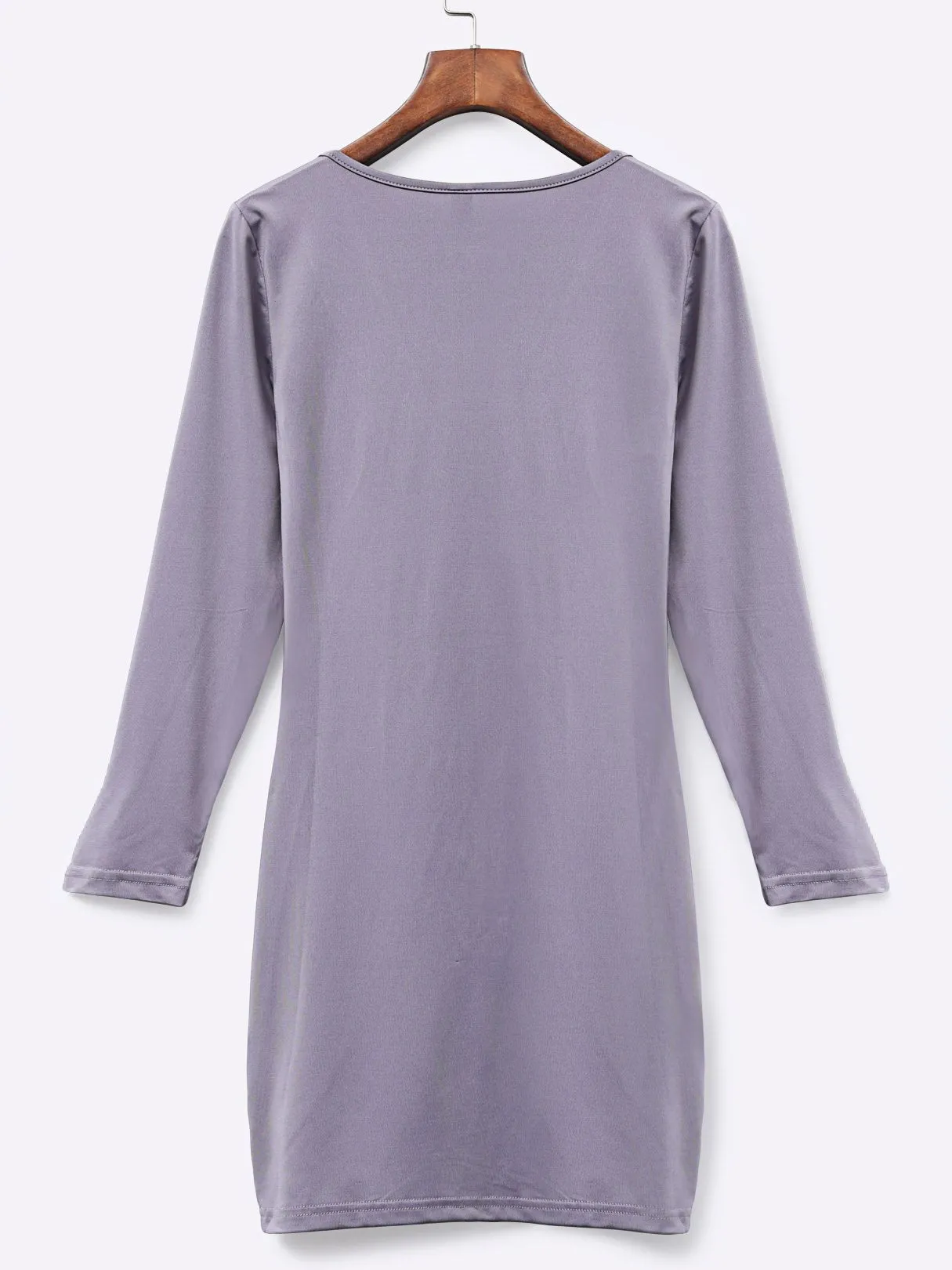 Wholesale Grey V-Neck Long Sleeve Lace-Up Bodycon Dresses