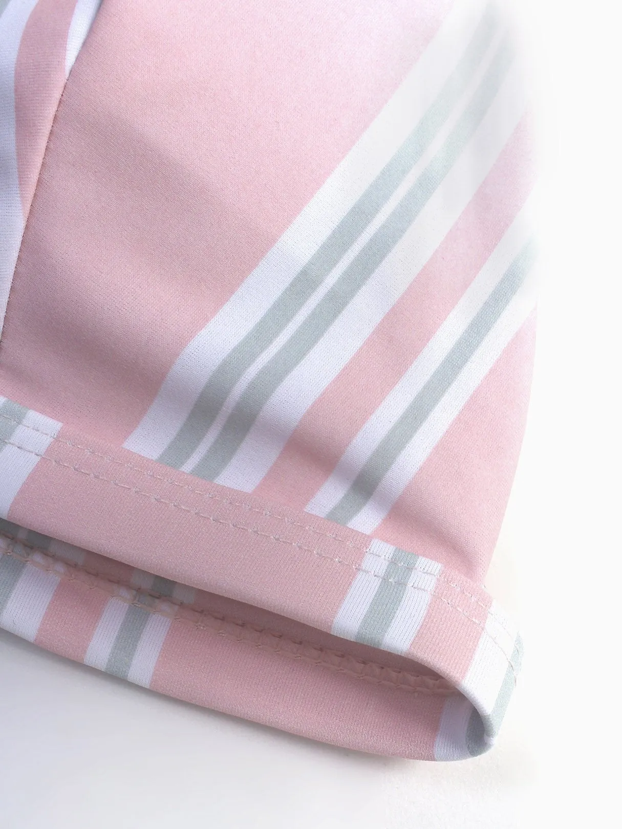 Wholesale Pink V-Neck Sleeveless Stripe Spaghetti Strap High Waist 2 Piece Bikinis
