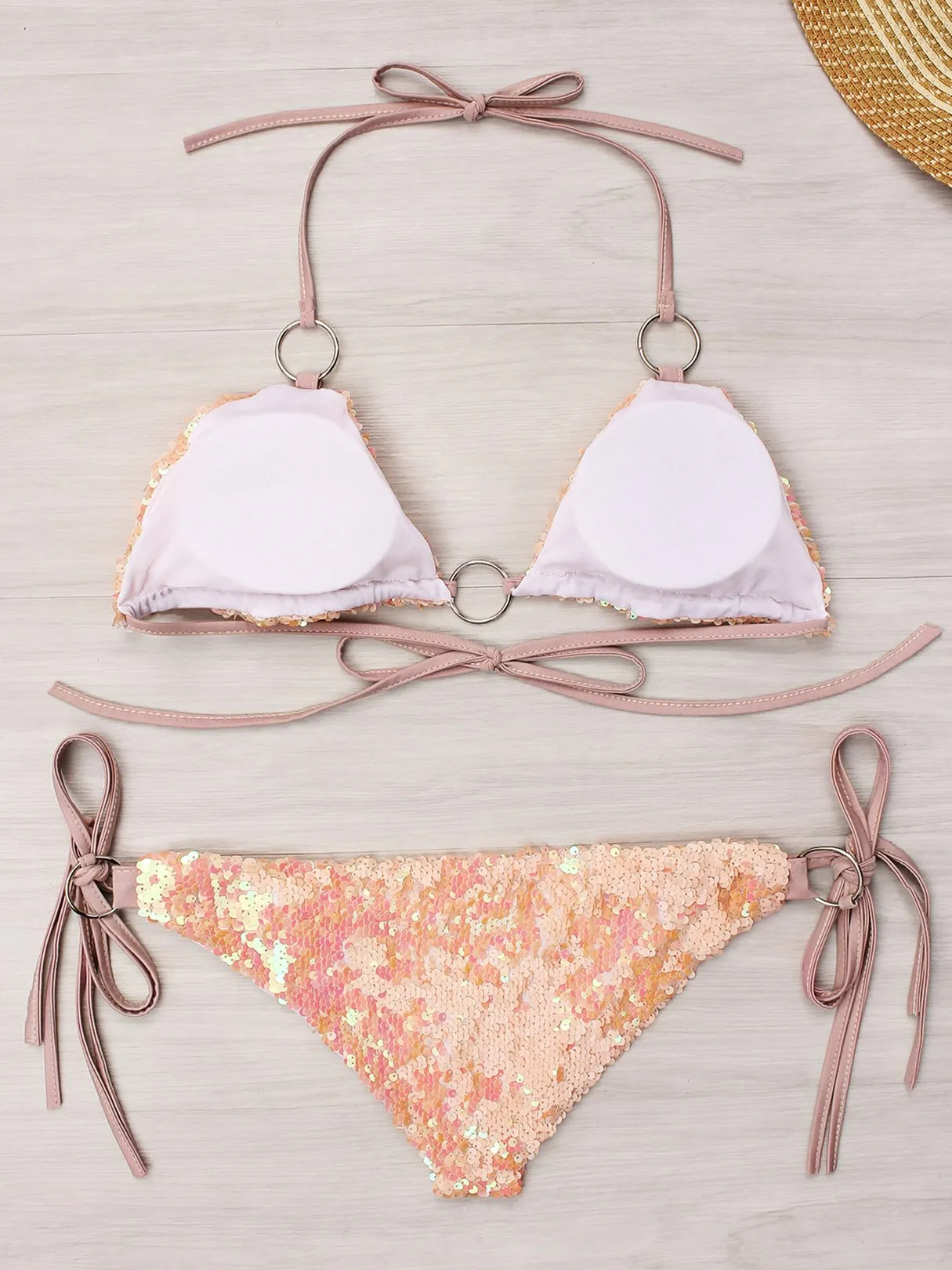 Wholesale Sleeveless Pink 2 Piece Bikini