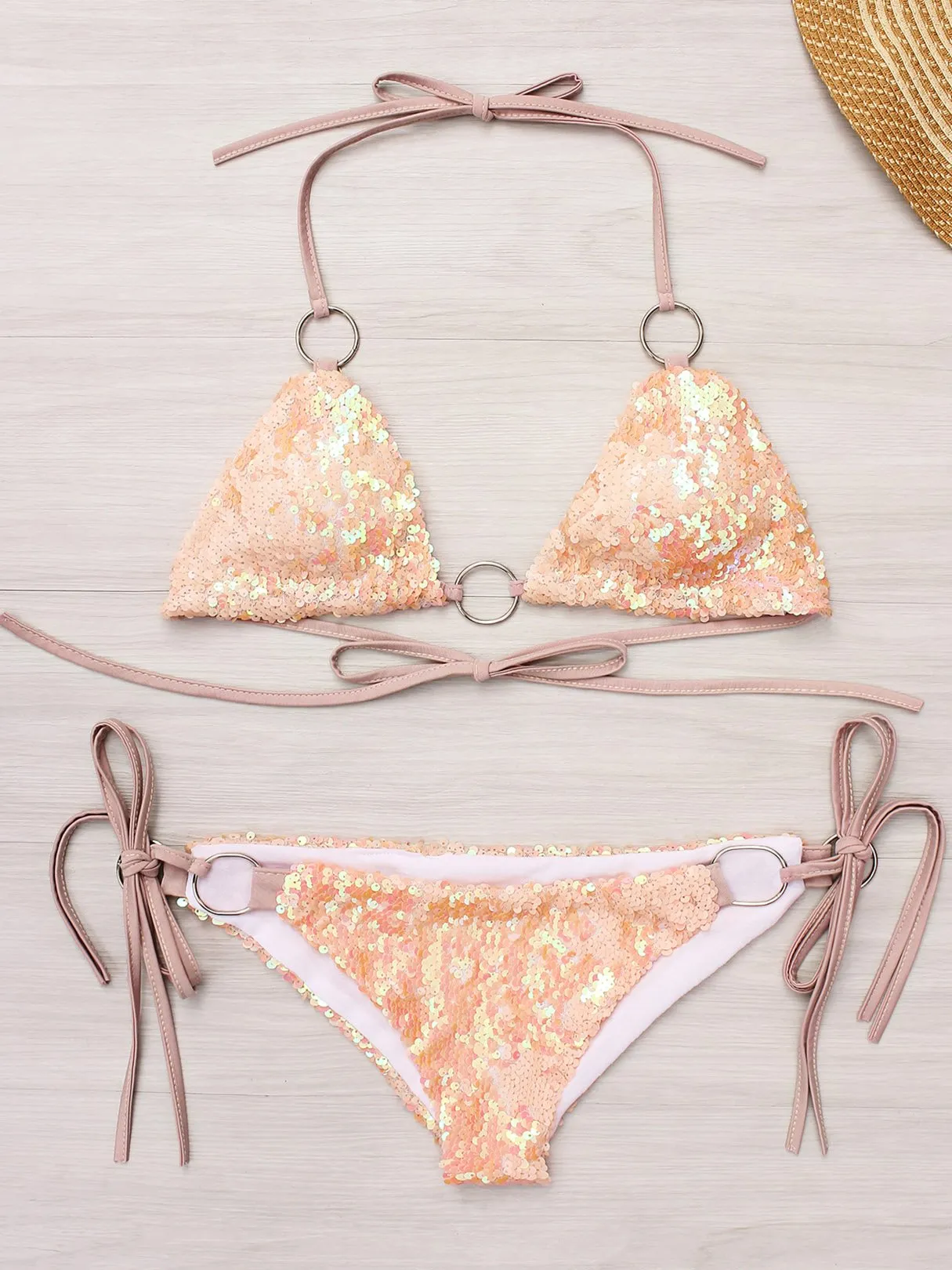Wholesale Sleeveless Pink 2 Piece Bikini