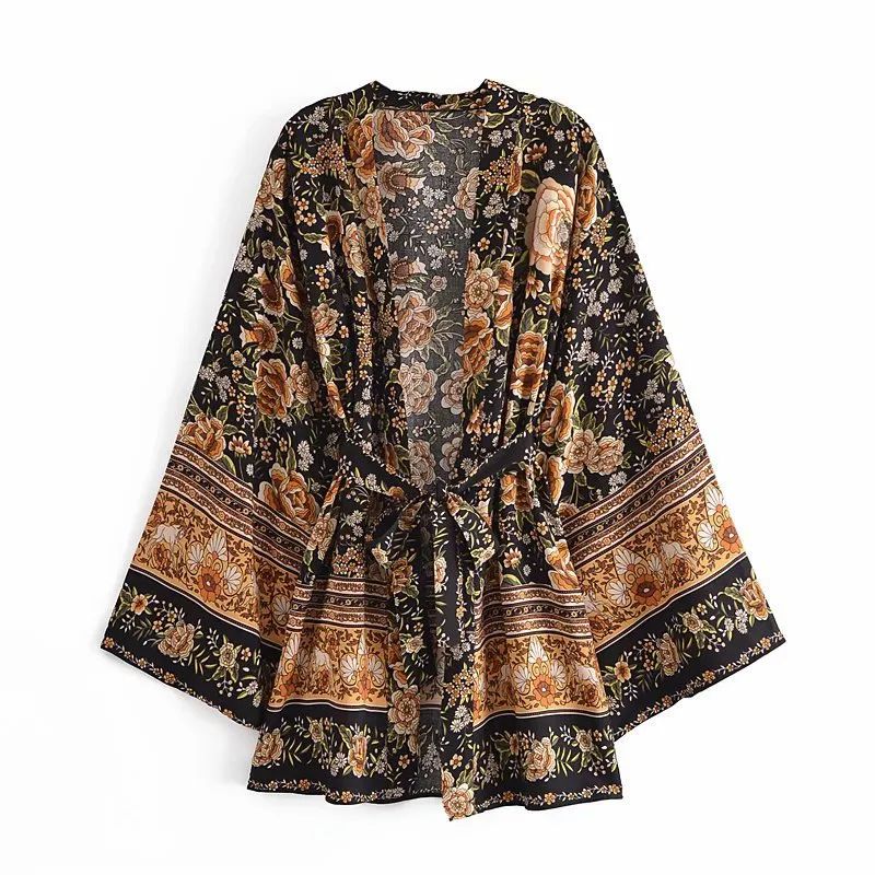 Wide Sleeved Floral Kimono Jacket