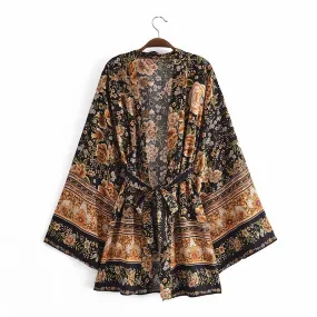 Wide Sleeved Floral Kimono Jacket