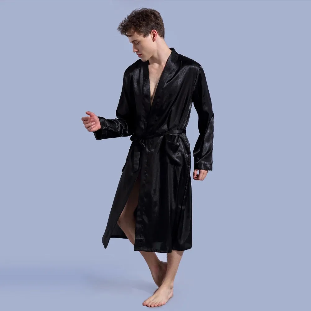 Wjczt Groom Robe Emulation Silk Soft Home Bathrobe Nightgown For Men Kimono Customized Name and Date Personalized for Wedding Party