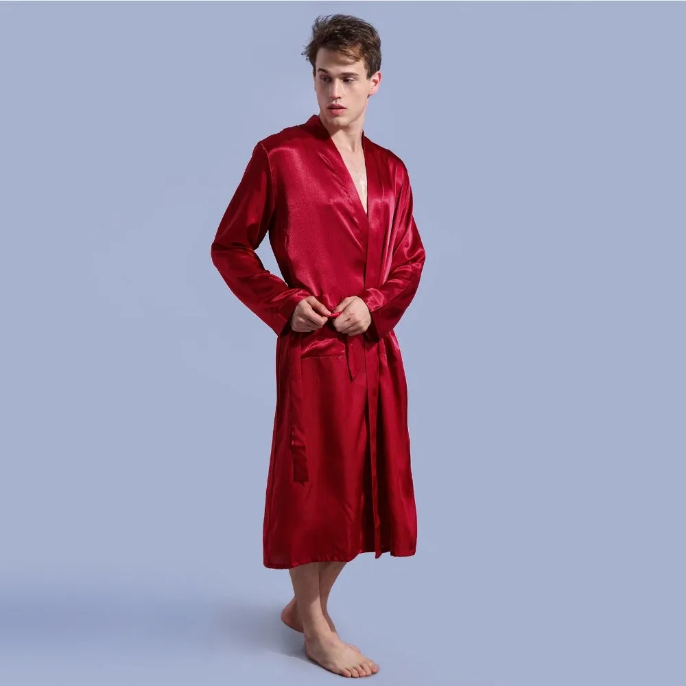 Wjczt Groom Robe Emulation Silk Soft Home Bathrobe Nightgown For Men Kimono Customized Name and Date Personalized for Wedding Party