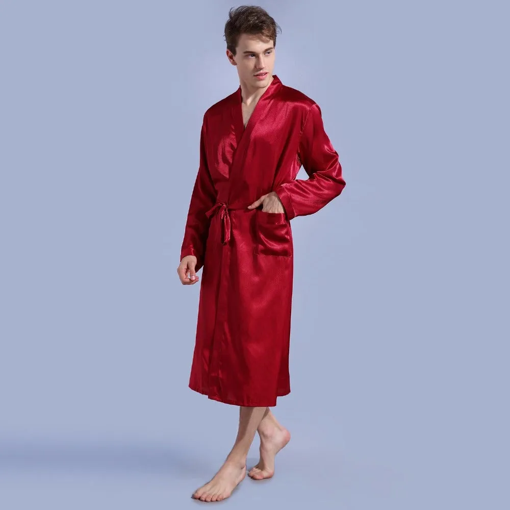 Wjczt Groom Robe Emulation Silk Soft Home Bathrobe Nightgown For Men Kimono Customized Name and Date Personalized for Wedding Party