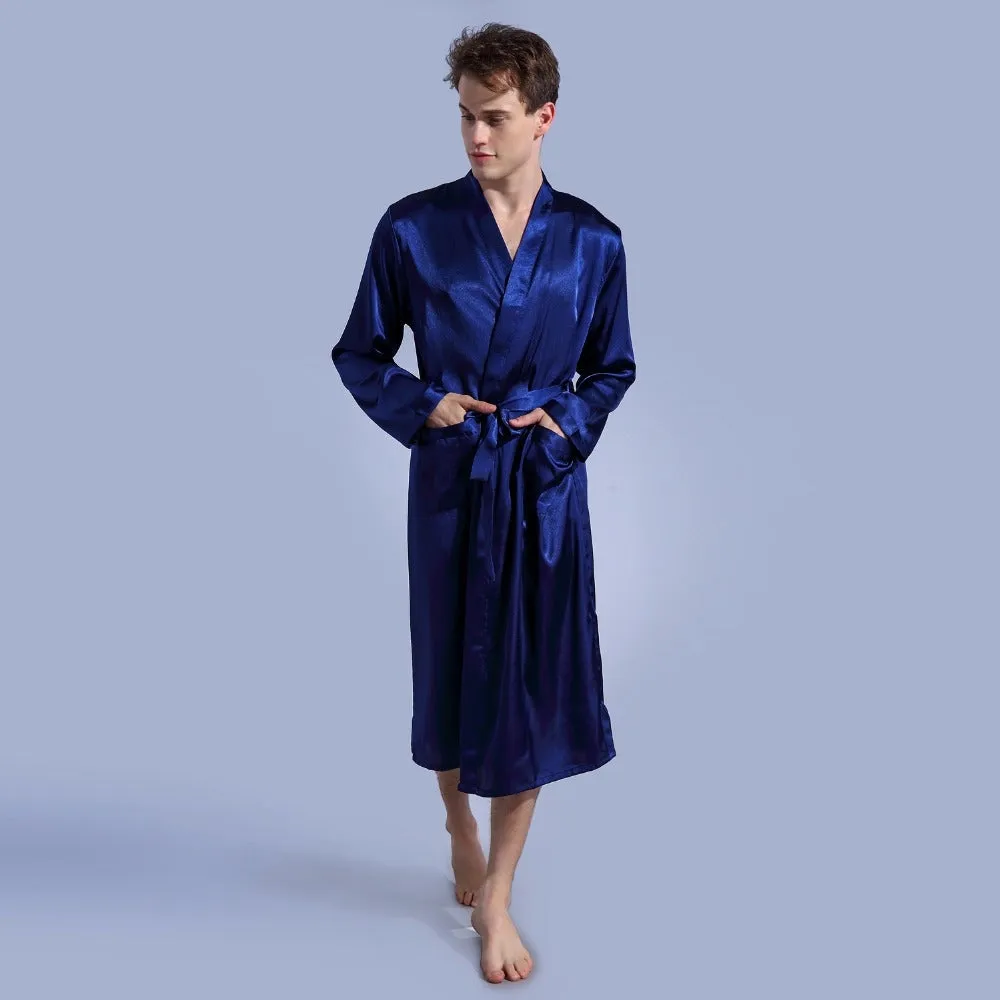 Wjczt Groom Robe Emulation Silk Soft Home Bathrobe Nightgown For Men Kimono Customized Name and Date Personalized for Wedding Party