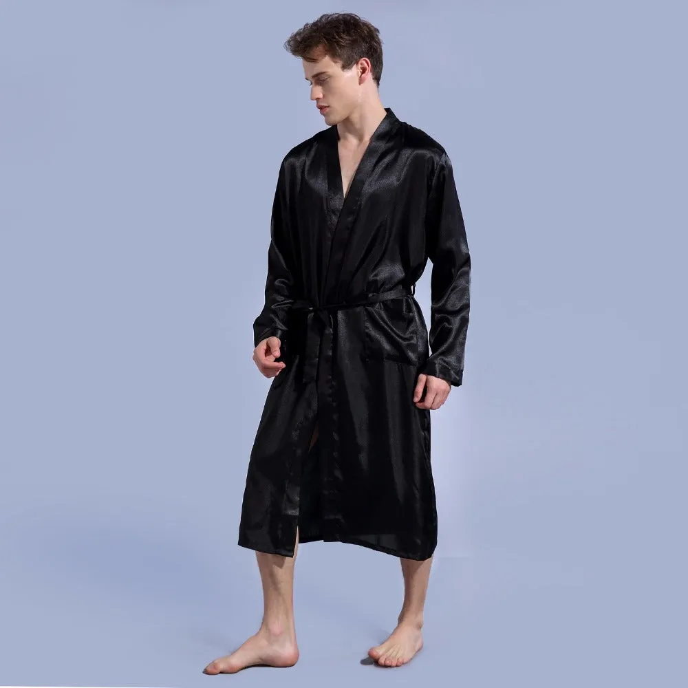 Wjczt Groom Robe Emulation Silk Soft Home Bathrobe Nightgown For Men Kimono Customized Name and Date Personalized for Wedding Party