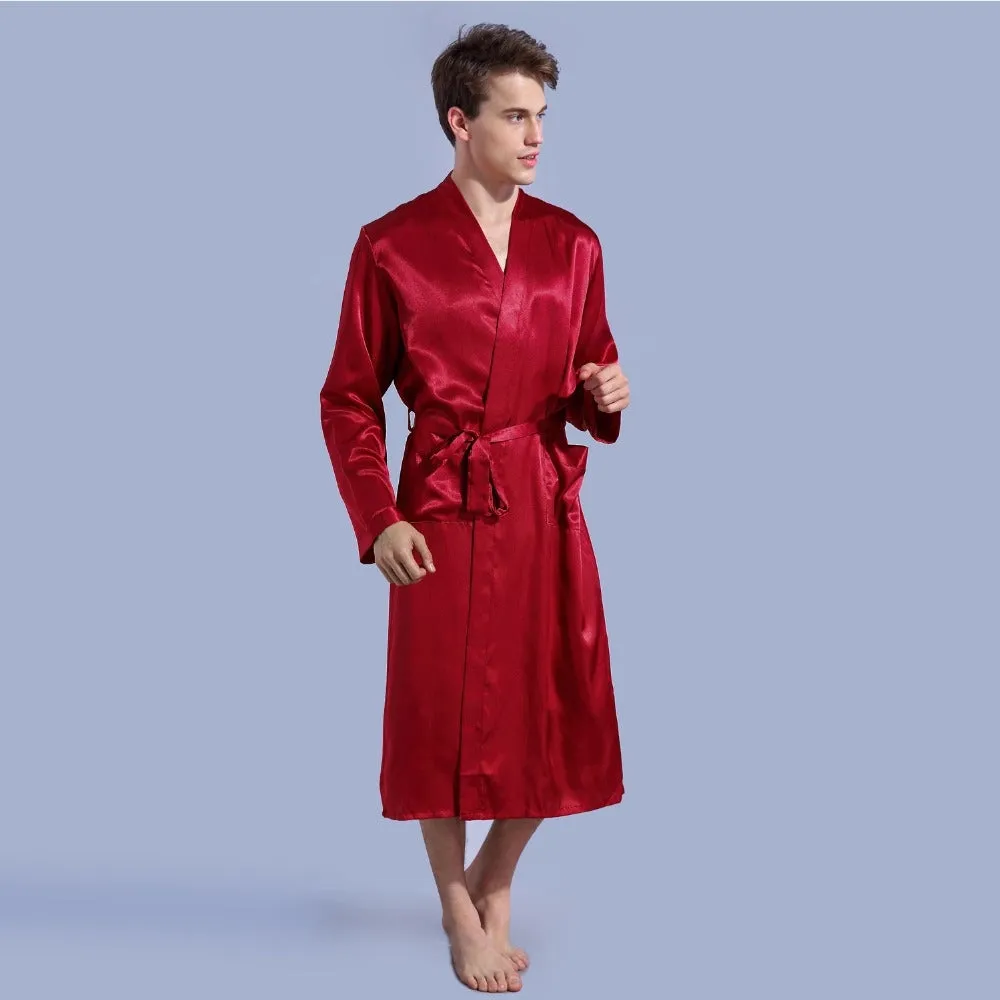 Wjczt Groom Robe Emulation Silk Soft Home Bathrobe Nightgown For Men Kimono Customized Name and Date Personalized for Wedding Party