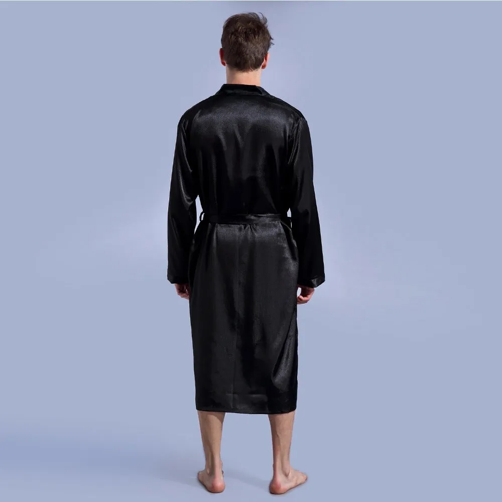 Wjczt Groom Robe Emulation Silk Soft Home Bathrobe Nightgown For Men Kimono Customized Name and Date Personalized for Wedding Party