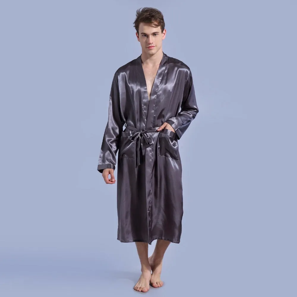 Wjczt Groom Robe Emulation Silk Soft Home Bathrobe Nightgown For Men Kimono Customized Name and Date Personalized for Wedding Party