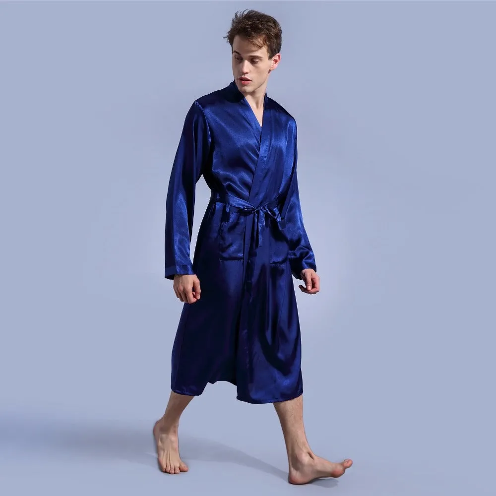 Wjczt Groom Robe Emulation Silk Soft Home Bathrobe Nightgown For Men Kimono Customized Name and Date Personalized for Wedding Party