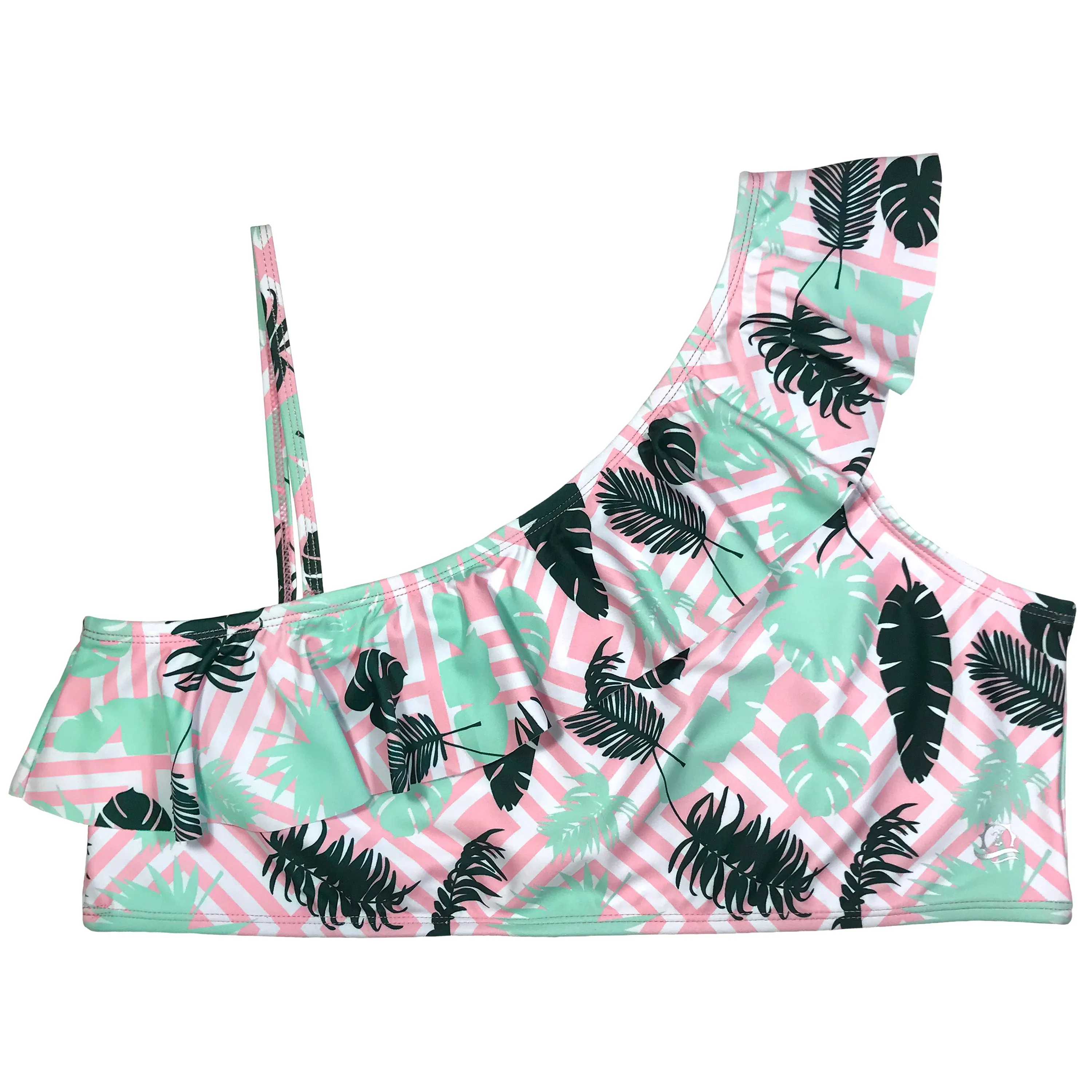 Women's One-Shoulder Bikini Top - "Palm Breeze"