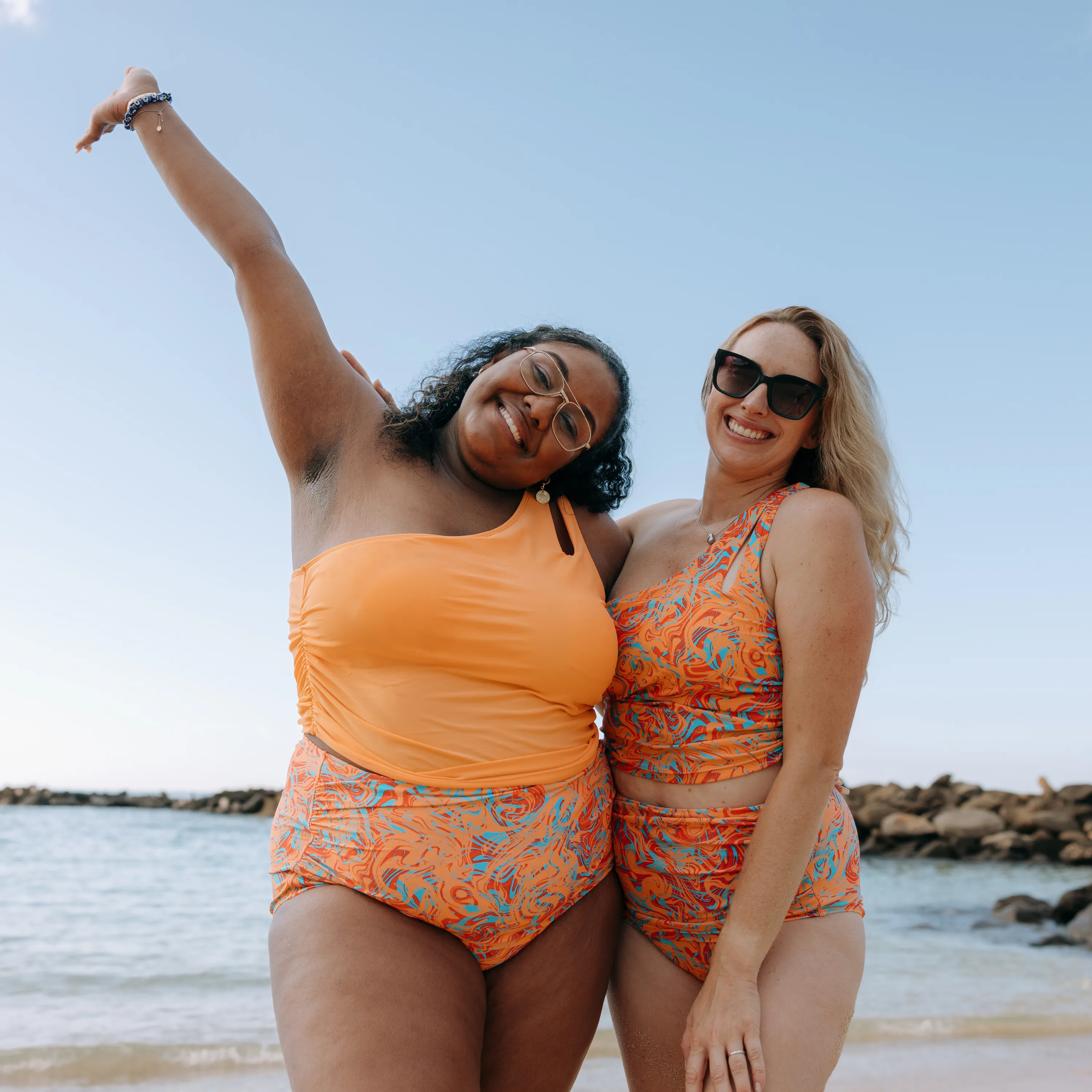 Women’s One Shoulder Crop Bikini Top | “Swirl”