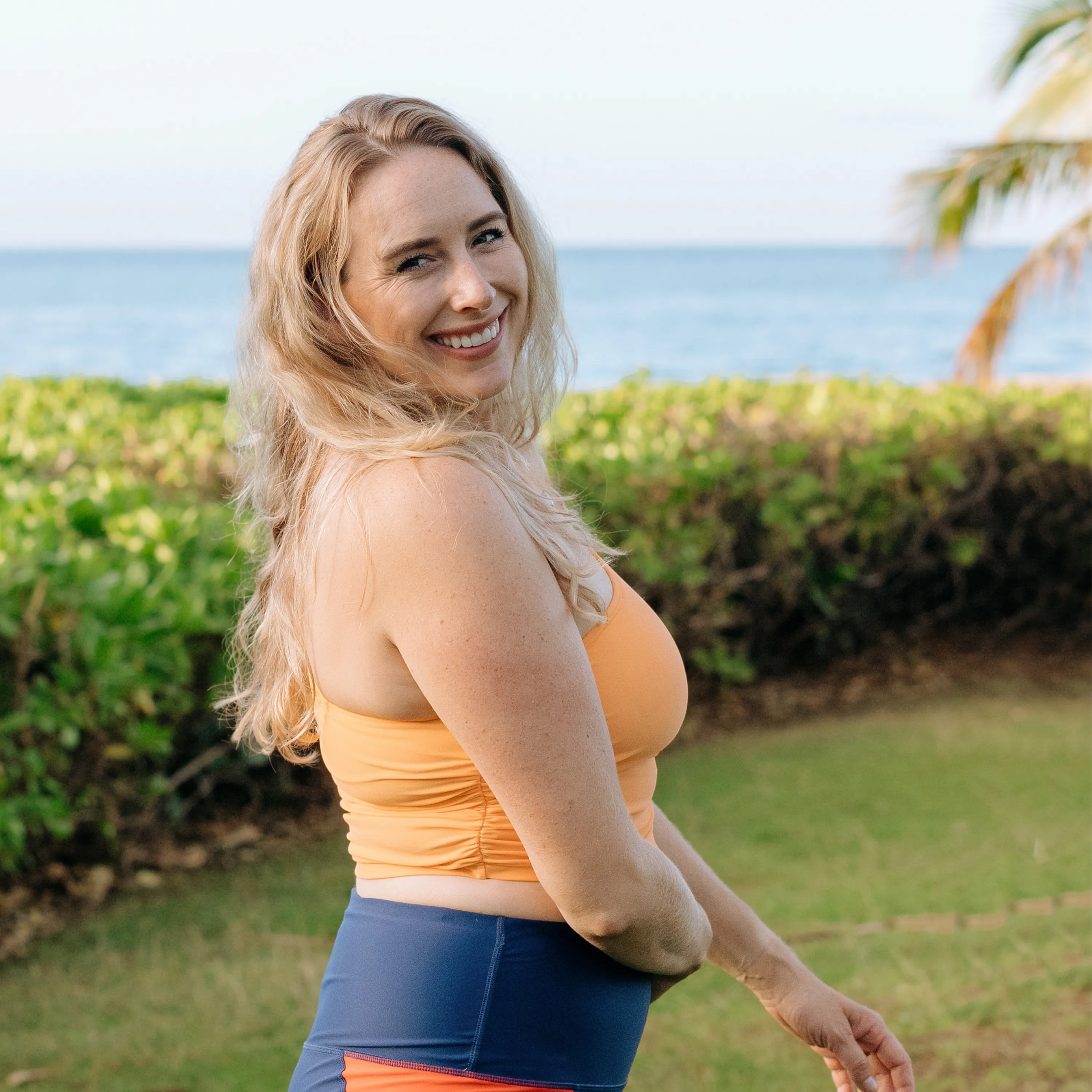 Women’s One Shoulder Crop Tankini Top | “Paradise Orange”