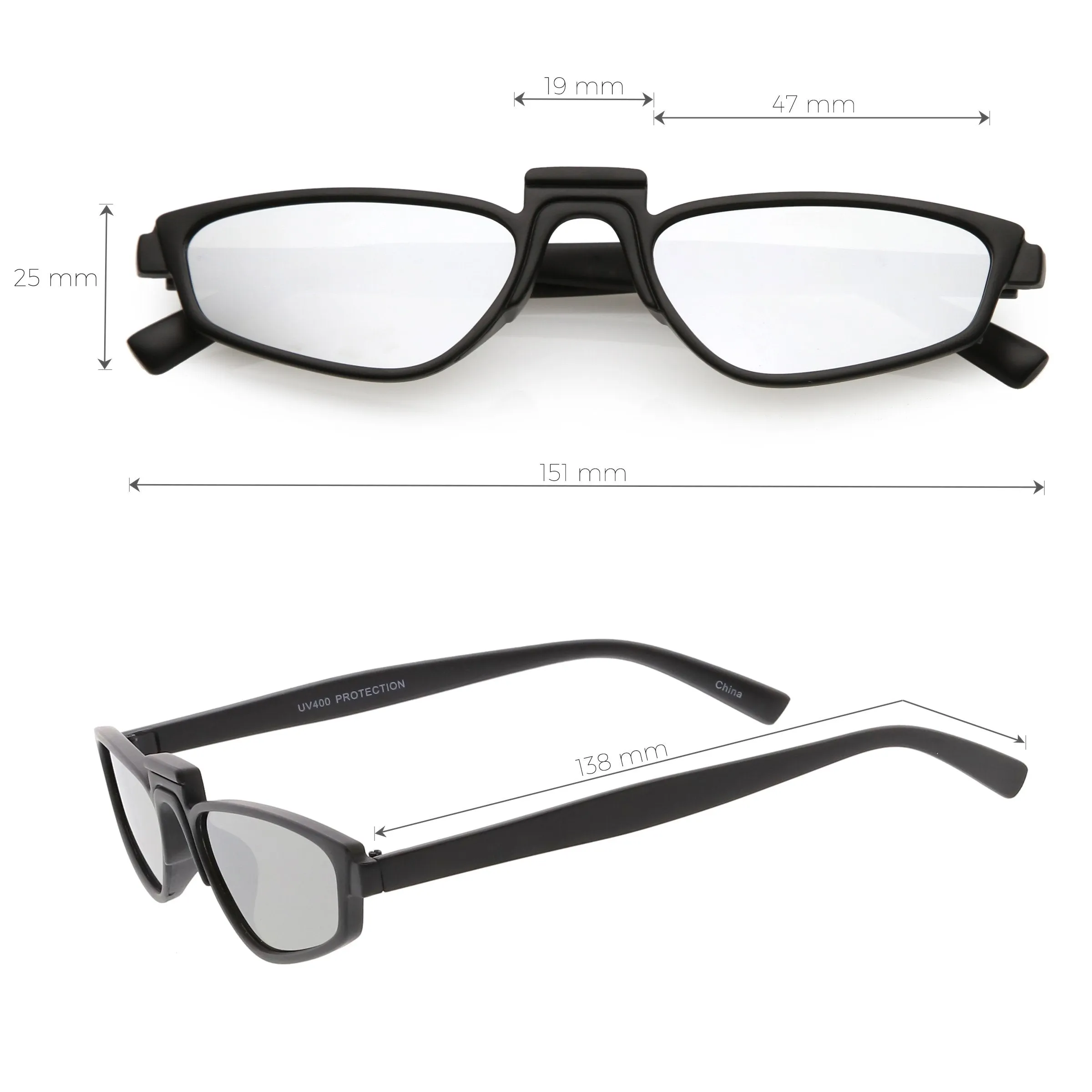 Women's Retro Modern Low Bridge Mirrored Lens Cat Eye Sunglasses C670
