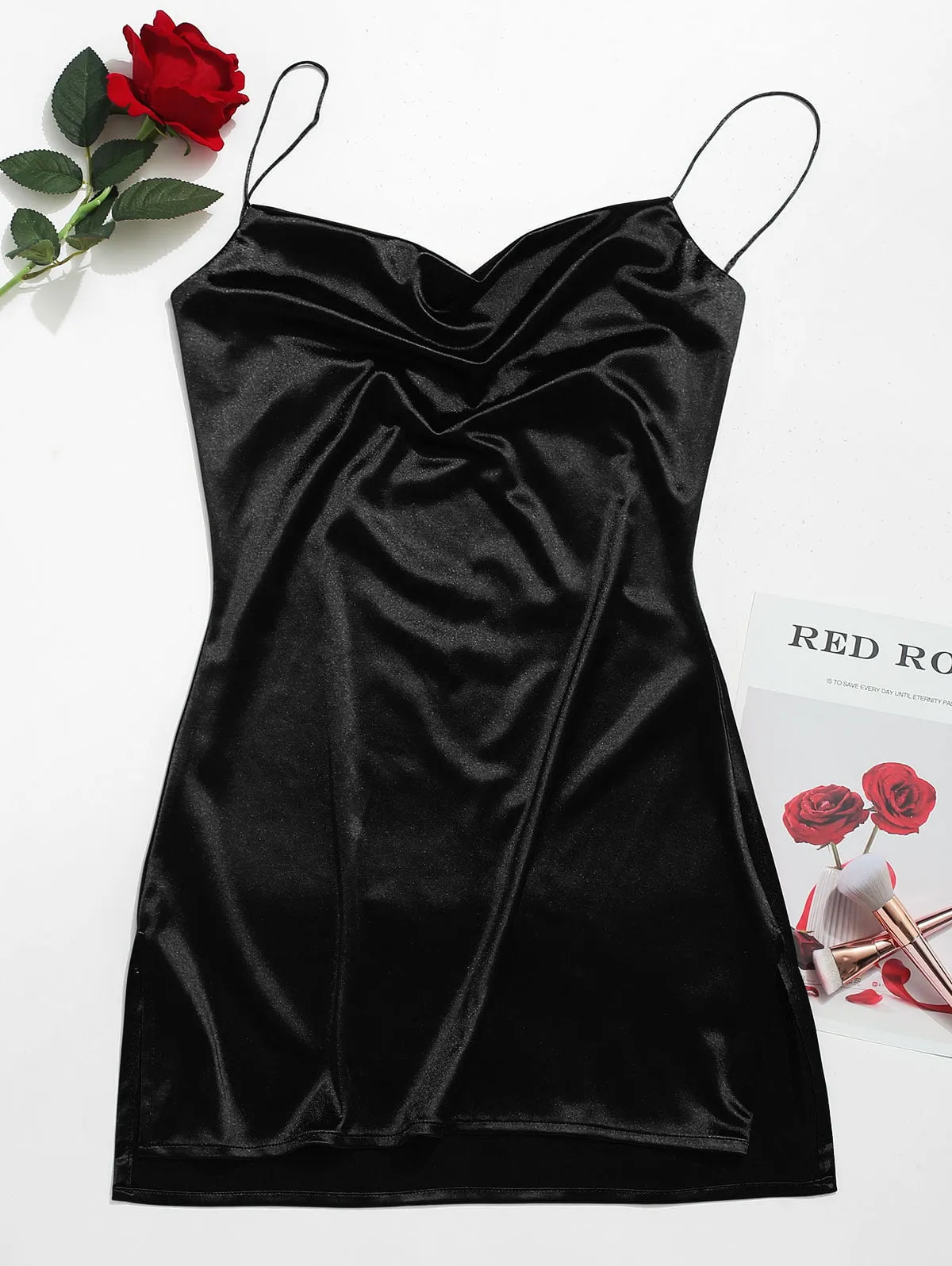 ZAFUL for Women Sexy Prom dress Cocktail Party Dress Adjustable Shoulder Strap Sheeny Mini Slip Dress